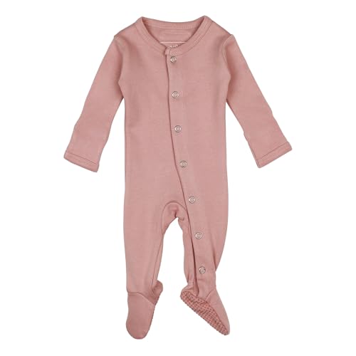L'ovedbaby Baby Girls Organic Snap One-Piece Footies, Mauve, 0-3 Months US