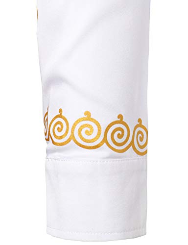 Lucmatton Men's African Luxury Gold Printed Button Up Dress Shirt Mandarin Collar Long Sleeve Dashiki White X-Large #TOP4