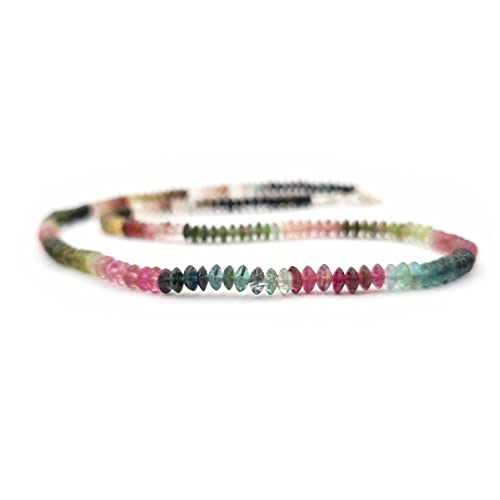 Watermelon Tourmaline Saucer Beads Necklace Strand Sterling Silver October Birthstone Jewelry Crystal Healing