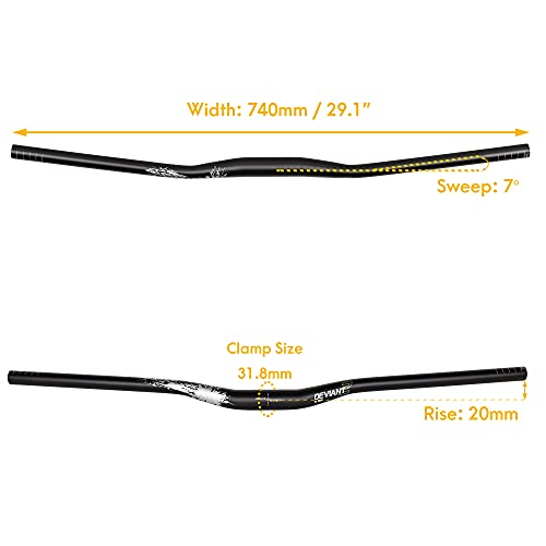 Satori Deviant 2 Flat Riser Handlebar For Mtb Mountain Bicycle Downhill & Enduro Al7050 Aluminum Alloy - 20Mm Rise - 7 Degree Sweep 31.8Mm Clamp Size 780Mm Width #TOP1