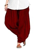 Yelook Women's Cotton Plain Semi Patiala Salwar Patiala Pants Cotton Patiala (Size: Free Size, Length: 41 Inches) (Cotton, Maroon) Regular Fit Relaxed Flared