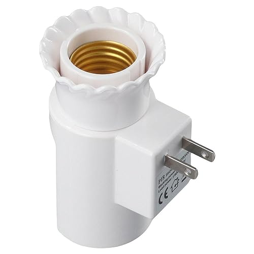 Urjumpea E27 Screw Light Socket Plastic Durable White Motion Detection Sensor Switch Portable Ac 110V Human Body Infrared Sensing Plug Corridor