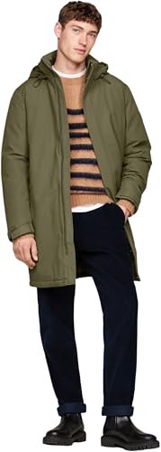 Tommy Hilfiger Herren Parka Tech Padded Parka mit Kapuze, Mehrfarbig (Army Green), L