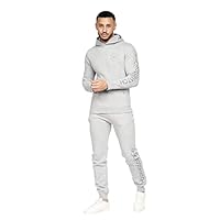 Crosshatch Mens Full Tracksuits Jogging Bottoms Gym Sweat Suits Hooded Full Set Sport Jacket Pant(L/METAMORPH-GREY MARL)