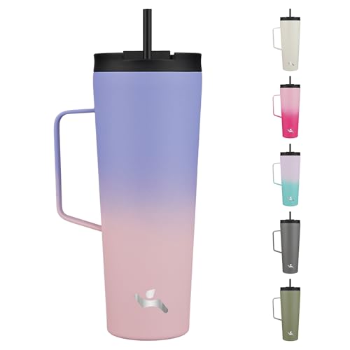 Image of Konokyo 26 oz Insulated Tumbler with Handle & Straw, Stainless Steel Mug