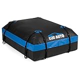 CZC AUTO 15 Cubic Feet Car Rooftop Cargo Carrier Heavy Duty Bag, Soft Roof Top Luggage Bag with Waterproof Zip, Storage Bag & Anti-Slip Mat Fits All Cars SUV with/Without Rack, Black-Blue