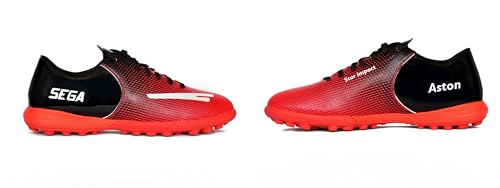 Sega Aston Astro Turf Men’s Football Boots Artificial Grass Trainers Indoor and Outdoor Comfortable Grip Cushioned (Red Studs, UK Footwear Size System, Adult, Men, Numeric, Medium, 9) - Image 7