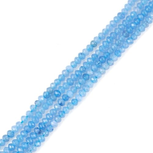 Adabele 40.5 Inch Natural Aquamarine Blue Quartz Gemstone 3mm Tiny Faceted Rondelle Spacer Stone Beads