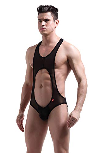 ONEFIT Men's Vest Slings Conjoined Triangle Briefs Mesh U Convex Wrestling Suit2