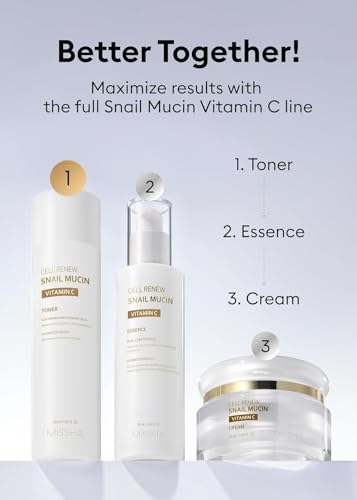 Image of MISSHA Cell Renew Snail Mucin Vitamin C Toner 5.07 Fl oz - Korean Skincare Facial Toner for Glass Skin, 90% Snail Mucin Vita Complex, Deep Hydration, Improves Skin Texture, Paraben Free