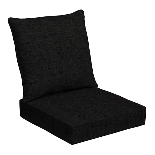 Image of Arden Outdoor Foam Deep Seat Cushions Set, 24x24, Premium High-Density Foam, Never Flattens, Weather-Proof for Patio Chair Sofa Couch, Black Leala