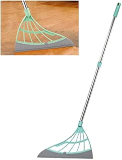 DTKJ Multifunction Magic Broom,Adjustable Length Silicone Broom,rubber broom for pet hair carpet , 2-in-1 Water Scraping ,Sweeping Household Mop Wiper Tile,Glass,Wiper,Floor, Green