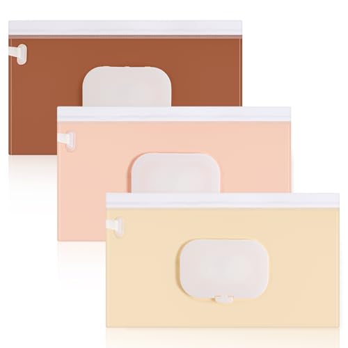 Image of 3 Pack Baby Wipe Portable Holder Reusable Wet Wipe Pouch Baby Wipe Dispenser for Travel Camping Hiking