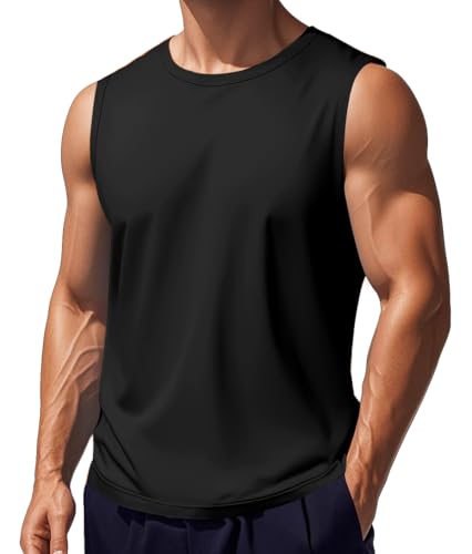 EKLENTSON Mens Sleeveless Shirts Lightweight Cotton Muscle Shirts Gym Training Active Tank Soft Summer Beach Casual Tank