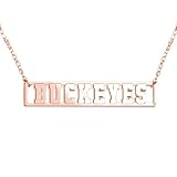 PicturesOnGold.com State Buckeyes Bar University Pendant Necklace - Jewelry Gift for Men & Women - 14k Rose Gold Plated, 1 1/4 Inch Wide x 1/4 Inch Tall
