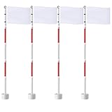 Burbell 4 Pack Golf Flag Stick 6ft Putting Green Flag Golf Hole Cup Pole Pin Numbered Flags for Driving Range Backyard Yard Putting Green and Chipping Greens Gifts (White, Blank Style)