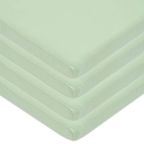 Image of American Baby Company 100% Natural Cotton Jersey Knit 18 inch x 36 inch Cradle /Bassinet Sheet - Fitted, Celery, Soft Breathable, for Boys and Girls (Pack of 4)
