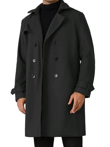 Image of Lars Amadeus Winter Black Overcoat for Men