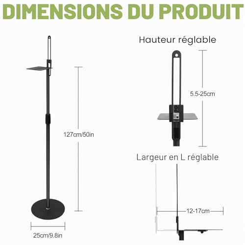 Lot de 2 Supports d'Enceinte Réglable 73-140 cm, Pied d'Enceinte Universel – vue 2