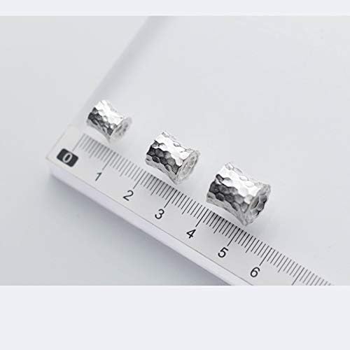 Calvas 925 Sterling Silver Concave Bucket Beads 9mm 11mm 12.5mm Handmade Barrel Spacer Beads DIY Jewelry Making Women Men Bracelets - (Color: as Photo, Item Diameter: 12.5mm)