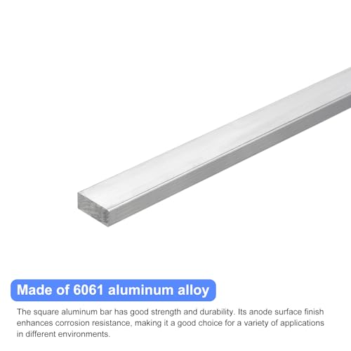Image of uxcell Square Aluminum Flat Bar, 3 /8 inch Thick 0.8 inch Width 10 inch Length Square Aluminum Bar 6061 Aluminum Flat Plate, 10 x 20 x 254mm T6511 Solid New Mill Stock for Industrial Building