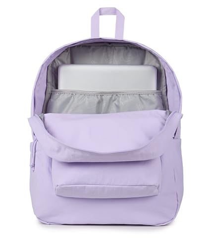 Image of JanSport Superbreak Plus FX Backpack - Work, Travel, or Laptop Bag with Water Bottle Pocket - Pastel Lilac