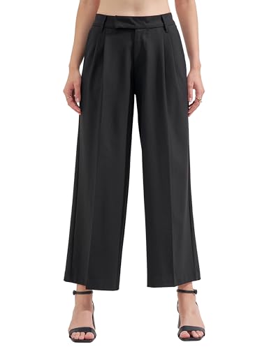 Image of Tokyo Talkies Wide Leg Relaxed fit Korean Pants |Ultra Soft|High Rise Pleated Trousers |Workwear|Formal All Day wear