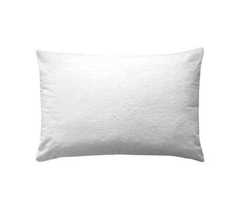 Terry Waterproof Pillow Protector For Cot Bed, Warm Anti Allergy Washable Pillowcases Non Noisy Ultra Soft Terry Toweling Fabric Color White, 1 Piece
