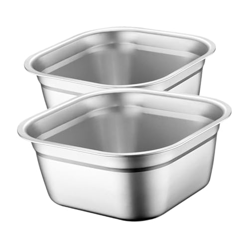 LALAFINA 2個 ステンレス製角型キッチンシンク用洗い桶 大容量で野菜や食器洗浄に モダンデザインのスクエア形状 家用キッチンに調和するシ