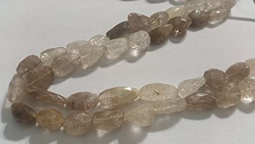 Golden Rutilated Quartz Faceted Nugget 16x20mm en fil de 40cm pour création