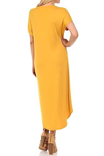 Image of iconic luxe Women's A Line Short Sleeve T Shirt Midi Dress Summer Casual