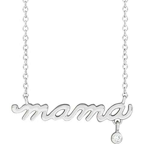 Bonyak Jewelry Sterling Silver .015 CT Natural Diamond Mama 18" Necklace Delicate Cover