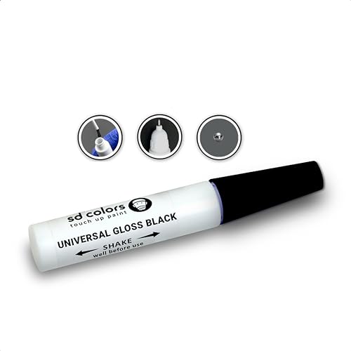SD COLORS PENNA PER RITOCCO VERNICE UNIVERSALE NERO LUCIDO 12ml per Riparazione Pietreggiature Graffi Auto Moto Biciclette Cerchi in lega