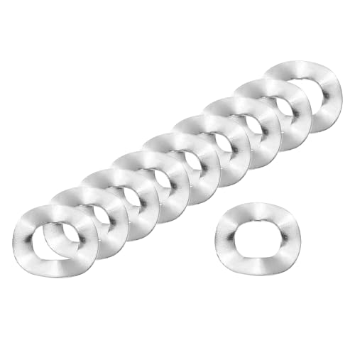 uxcell Wave Spring Washer, 100Pcs 0.39"x0.2"x0.01" (ODxIDxT) - 304 Stainless Steel Curved Washer for Screw Bolt, Wave Washers Gaskets for Machinery (Silver)