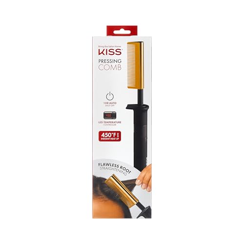 Kiss Professional Pressing Comb with Polished Gold Smoothing Comb