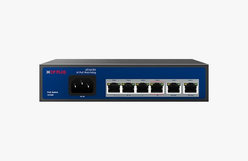 CP Plus 4EP + 2E Port 10/100Mbps AI PoE Switch | Easy and smart managed | Plug and Play | PoE Watchdog AI Function | CP-ANW-HP4H2-N65 (B0BJQMH86H) Amazon Price History, Amazon Price Tracker
