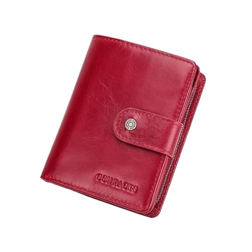 Portefeuille dames rouge compact pour organiser cartes et monnaie facilement