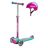 GOMO 3-Wheel Scooter & Helmet Bundle (Pink/Teal & Pink/Teal)