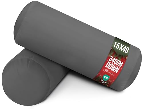 Utopia Bedding Pillow Roll (Pack of 2), 15 x 40 cm (6” x 16”) Support Pillow, Hollowfibre Bolster Cushion (Grey)