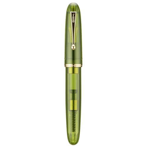 Image of Jinhao 9019 Dadao Series Cardiagram Nib Fountain Pen, 8 Medium Nib, Green Acrylic Gold Rim with Large Converter