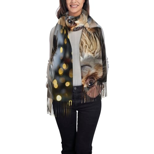 Long-Haired Chihuahua Fashion Scarf Tassel Soft Cashmere Warm Large Blanket Wrap Shawl For Gift 78"*28"2