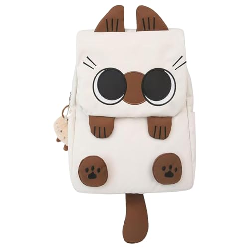 Mochilas de dibujos animados, mochila siamesa linda con colgante elegante, bolsa escolar de gran capacidad de kawaii para viajes, trabajo o salidas casuales.