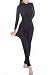 LOVER Womens Sexy Lingerie Double Zipper Long Sleeves Bodystocking Crotchless Bodysuits (Black)