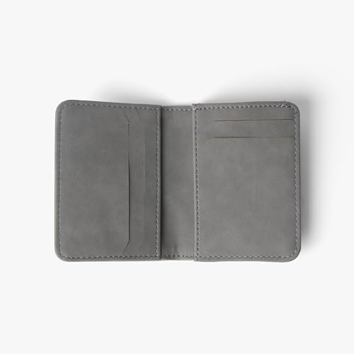 Image of Bellblock Minimal Card Holder for Men /Women | Slim Handcrafted Mens Card Wallet | Upto 7 Cards & Folded Cash | Vegan Leather | Grey (Pack of 1)