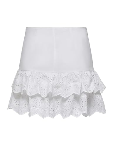 Jupe superposée légère style volanté à taille confortable mi-haute