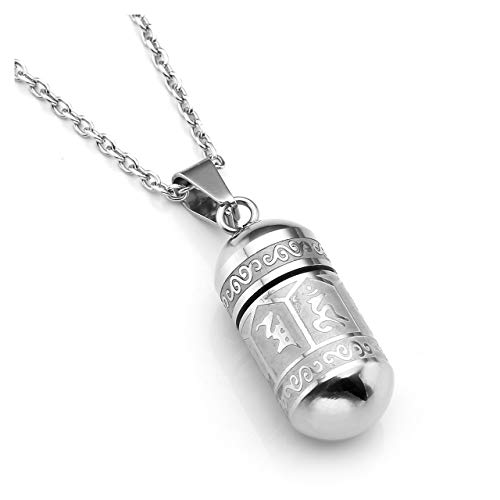 PiercingJak Collier Balle Pendentif Bouddhiste Mantra Prière Urne Cendres Funéraire Bouteille Tube...