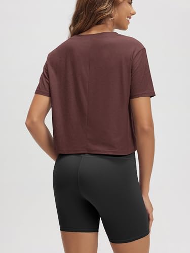 Image of ODODOS Women's Performance Cropped Tee Ultra Soft odSTRATUM Tech Short Sleeve Relaxed Top Crew Neck T-Shirts