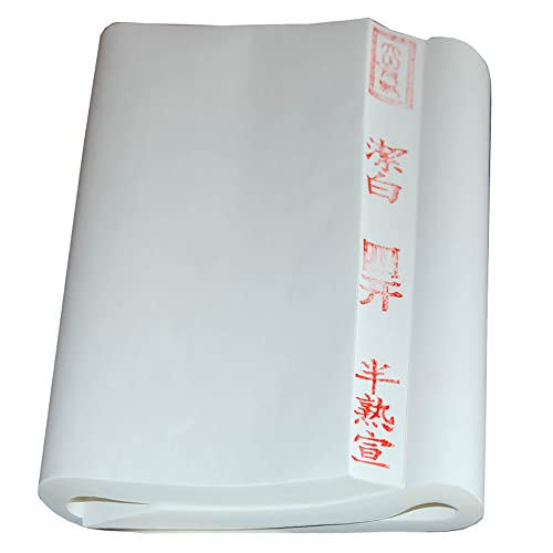 BCQLI Half Ripe Rice Paper, Brush Calligraphy Dedicated, 100 Sheets of Paper