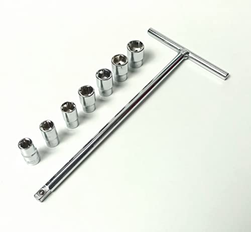 Image of 1 /4 inch Drive T-Handle With (7, 8, 9, 10, 11, 12, 13 Mm) 7 Sockets, Hardened Chrome Vanadium Steel, Anti-Slip & Anti-Corrosion Properties (Combo 5)