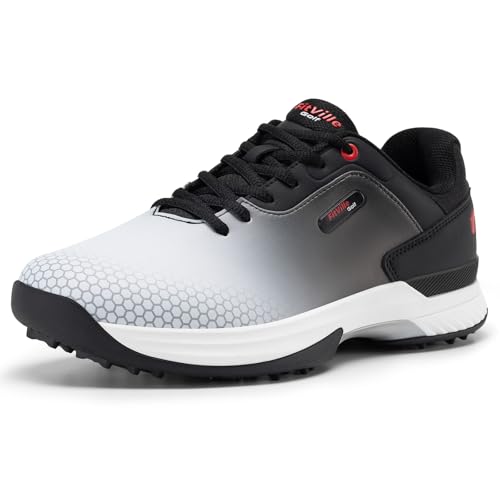 FitVille Extra Wide Mens Golf Shoes for Men, Black, Size...